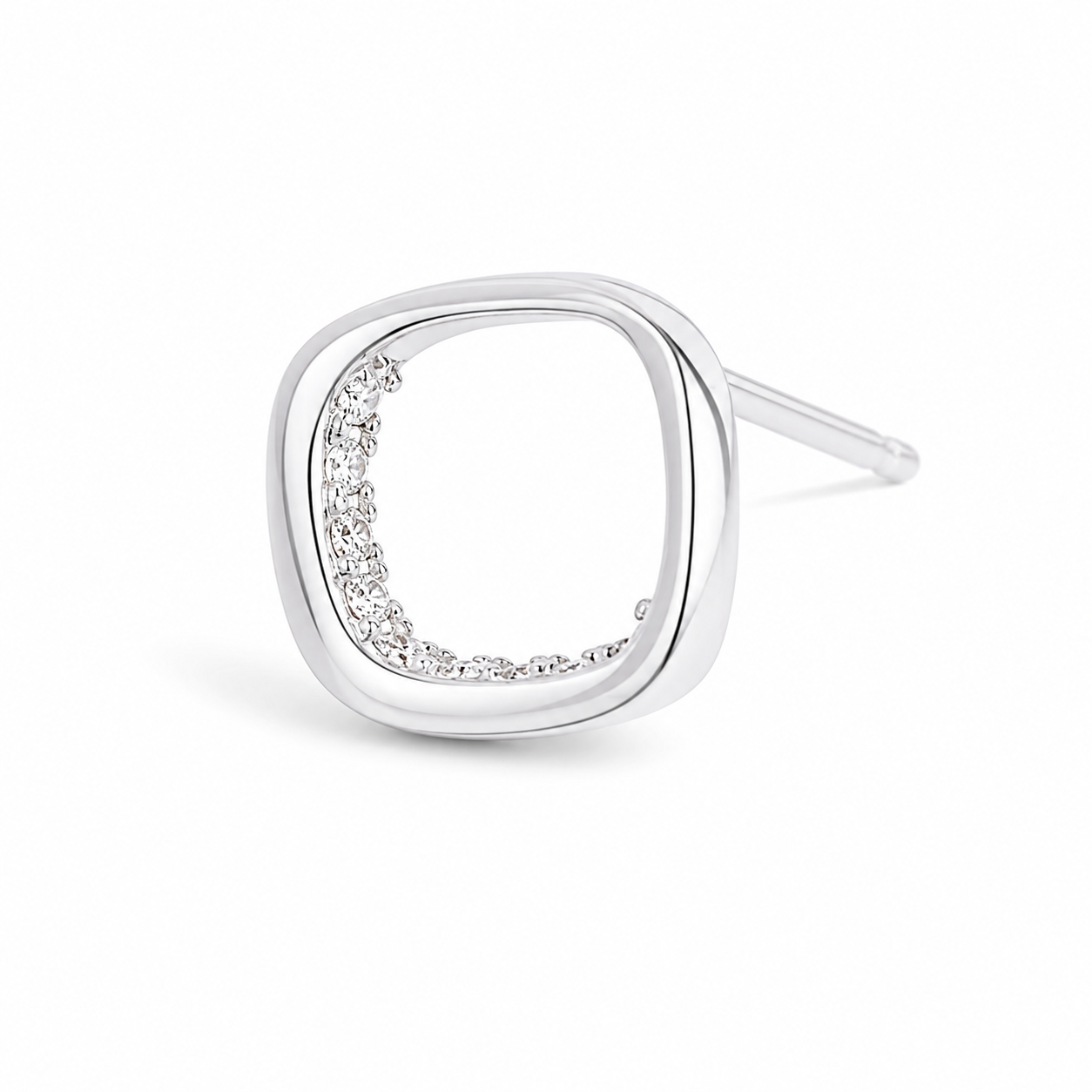 Silver Minimal Square Frame Stud