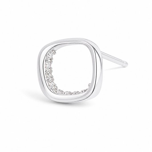 Silver Minimal Square Frame Stud