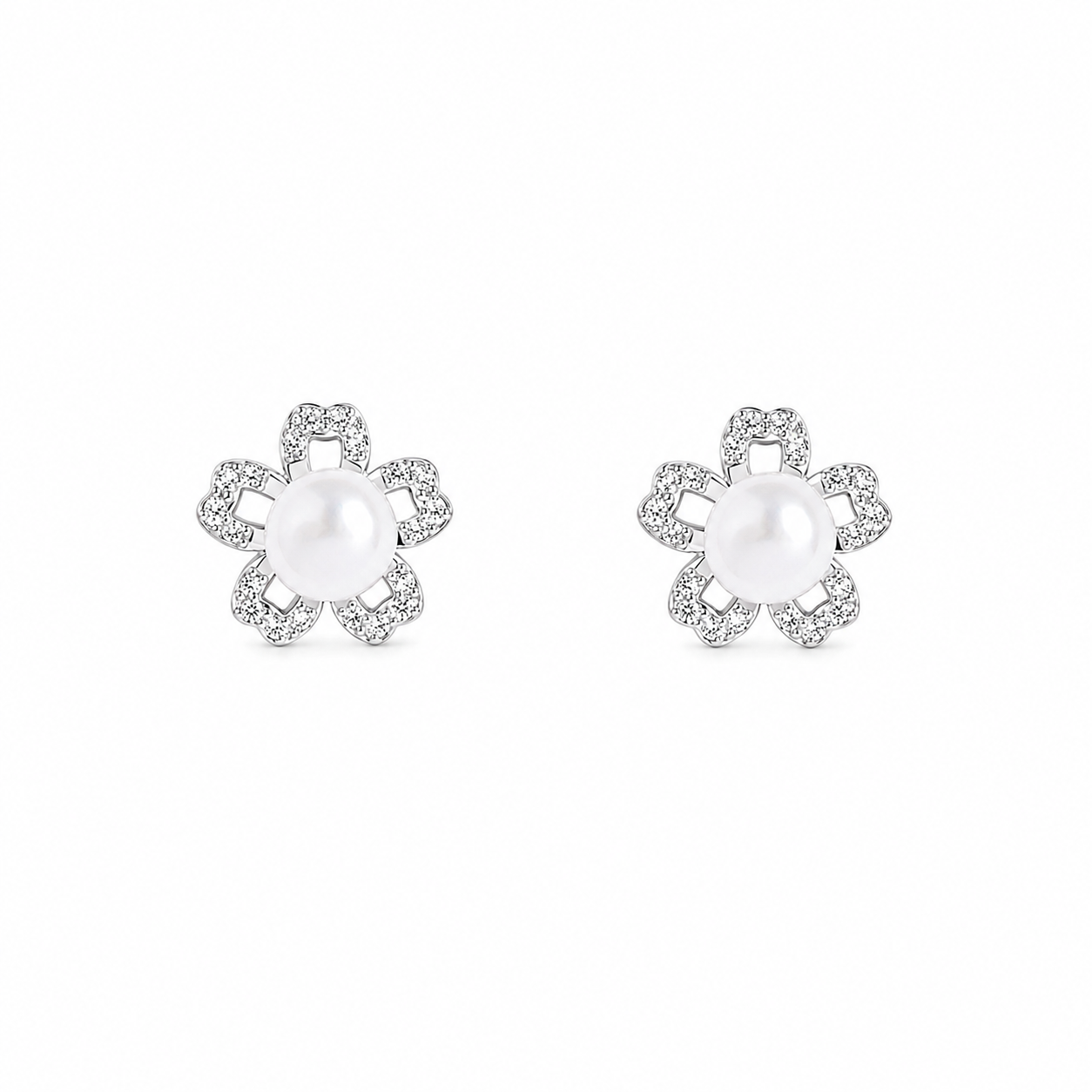 Silver Flora Pearl Glow Studs