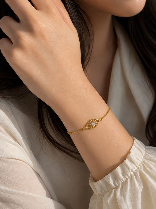 9K Gold Floral Diamond Bracelet