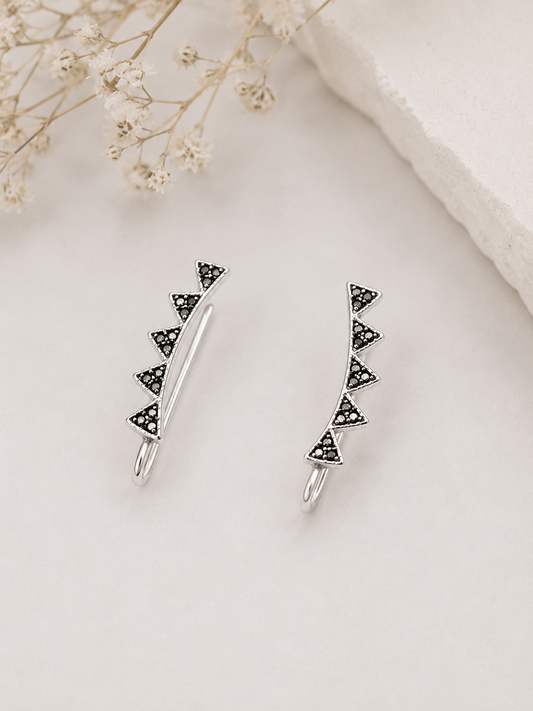 924 Silver Eclipse Triangle Earrings
