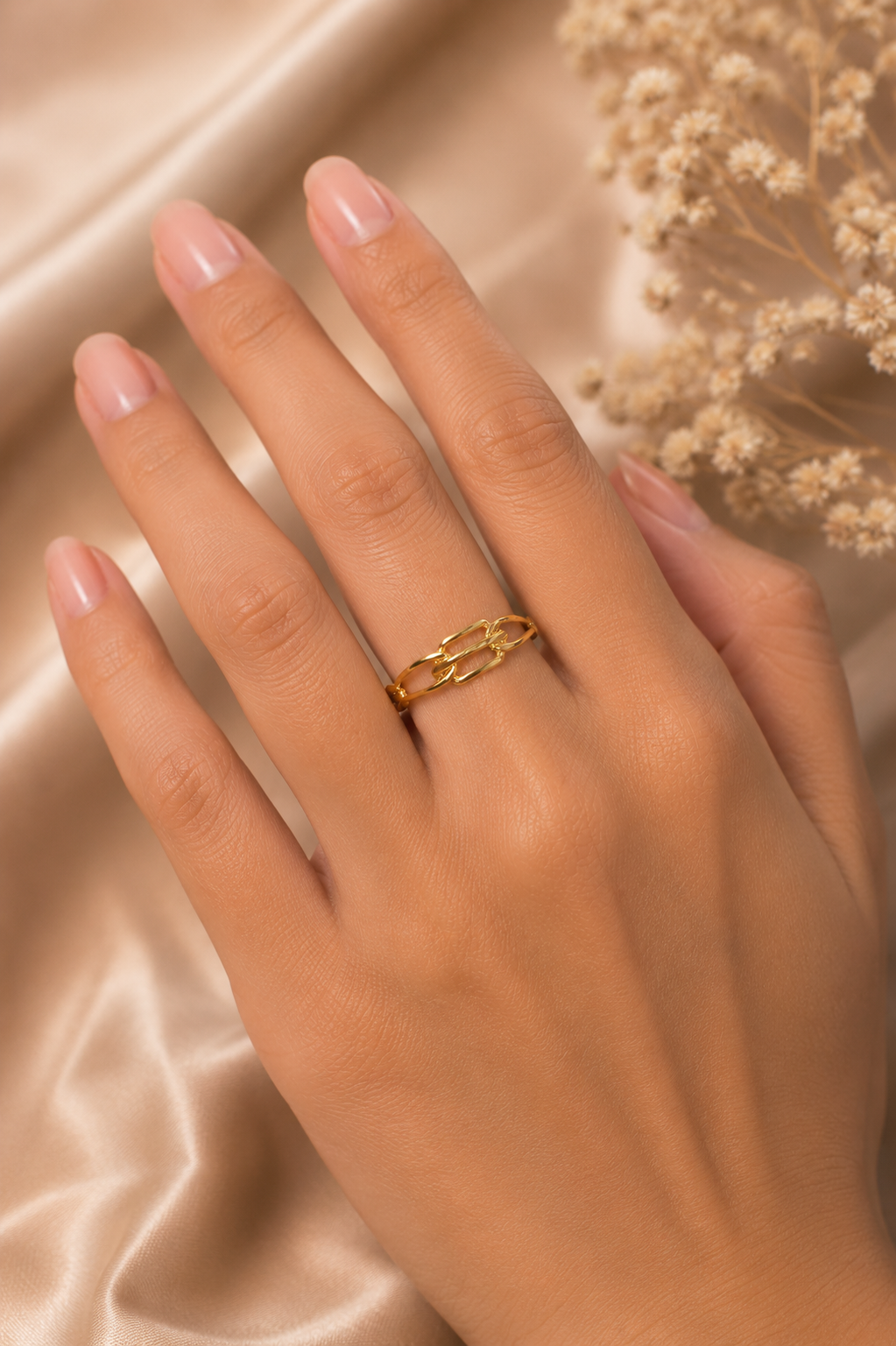 9K Gold Chain Link Ring (Size - 13)