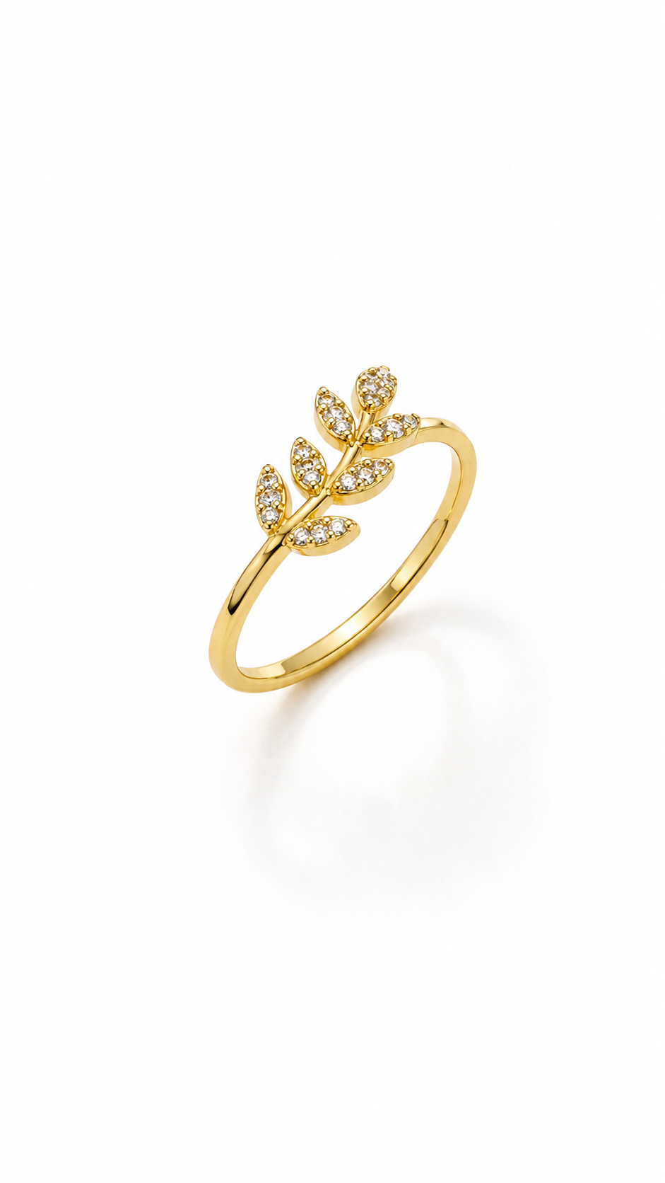 9K Gold Diamond Leaf Vine Ring (Size - 11)