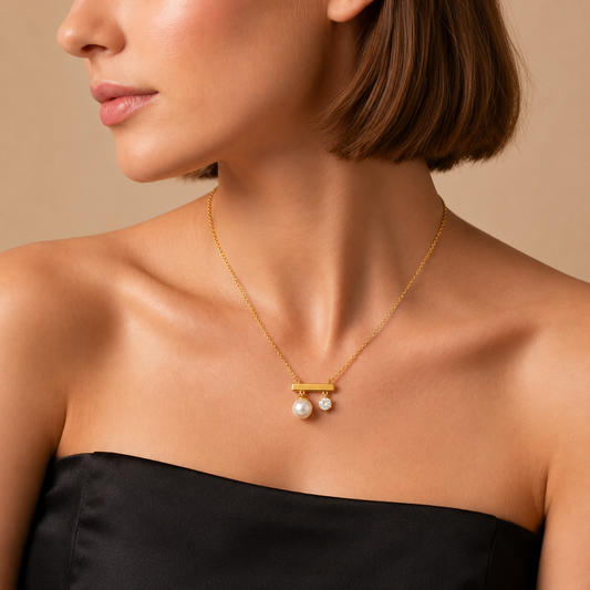 Demi Fine Pearl & Solitaire Drop Necklace