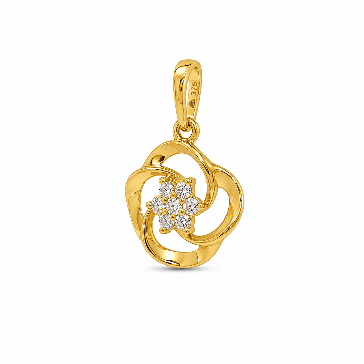 Floral Twist 9 Karat Gold Pendant