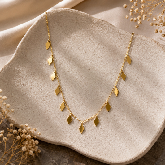 Golden Cascade Charm Necklace