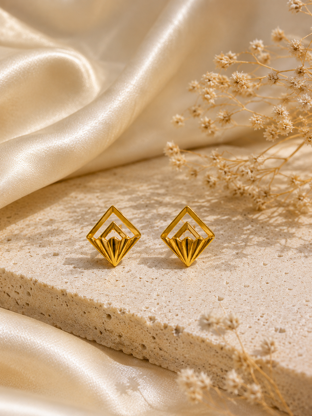9K Gold Geometric Stud Earrings