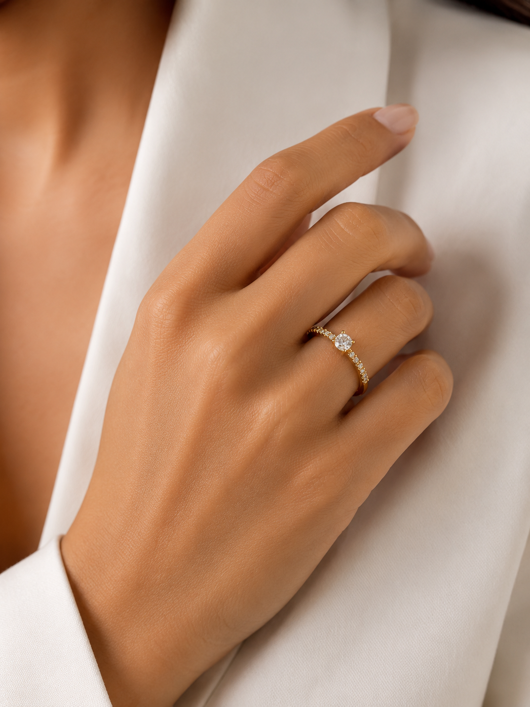 9K Gold Solitaire Diamond Ring - (Size - 13)