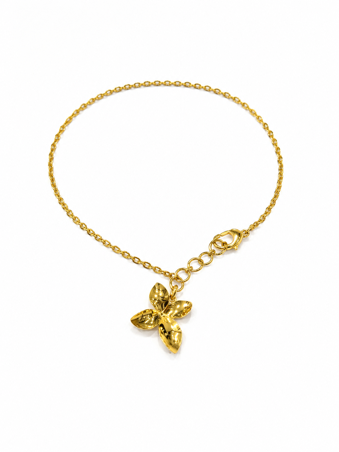 9K Gold Floral Charm Bracelet