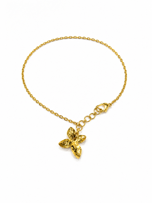 9K Gold Floral Charm Bracelet