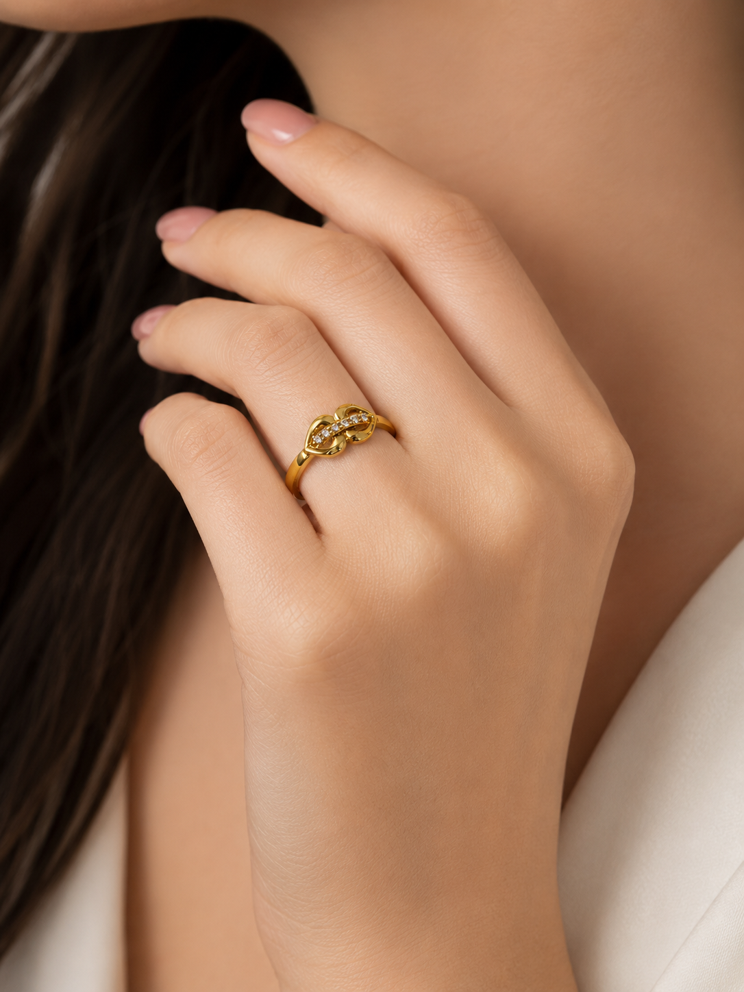 9K Gold Infinity Diamond Ring (Size - 12)
