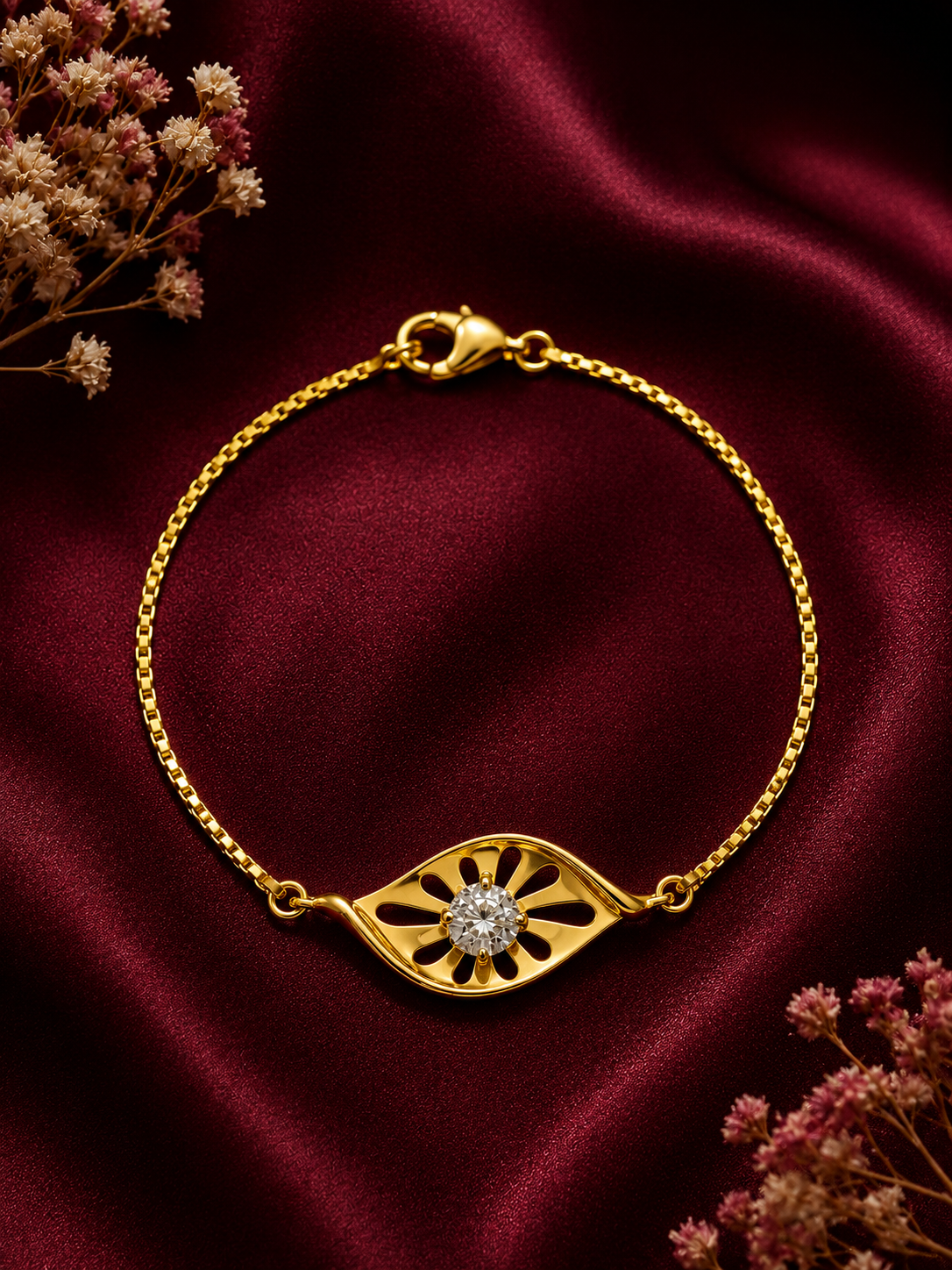 9K Gold Floral Diamond Bracelet