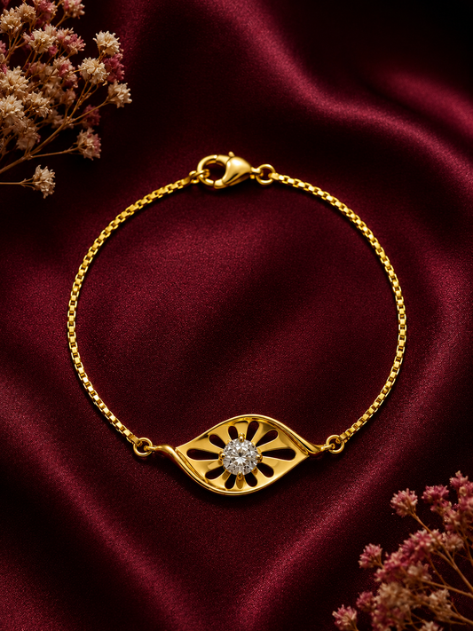 9K Gold Floral Diamond Bracelet