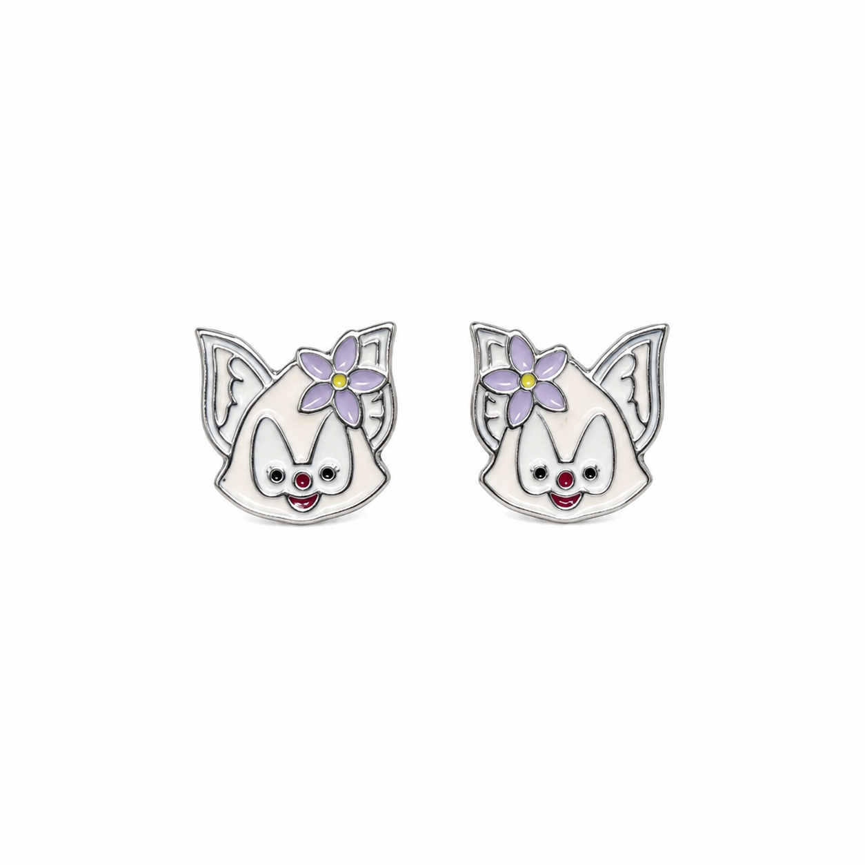 Silver Blossom Fox Kids Stud Earrings
