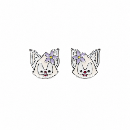 Silver Blossom Fox Kids Stud Earrings