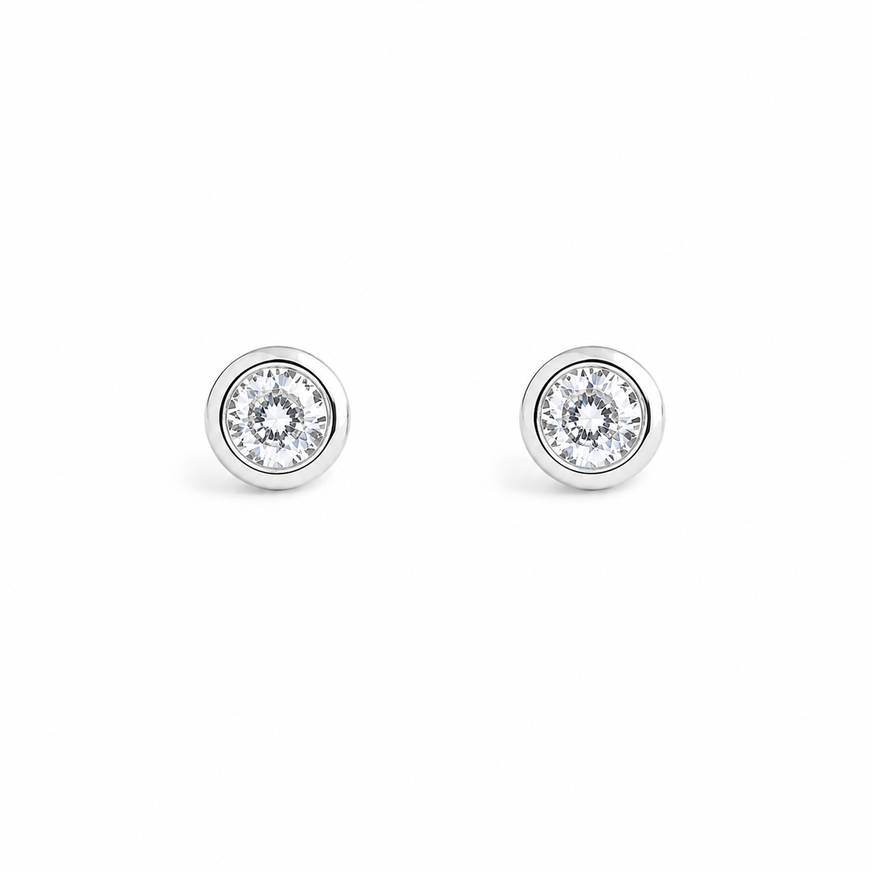 Silver Classic Round Spark Studs
