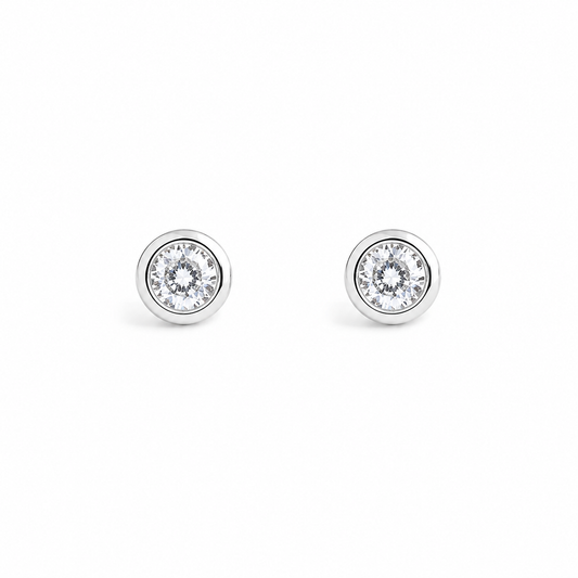 Silver Classic Round Spark Studs