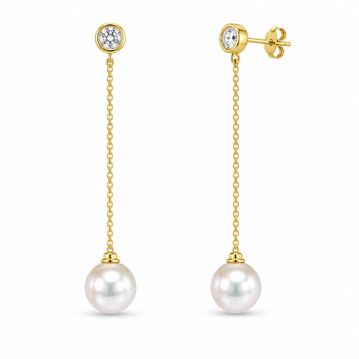 Demi Fine Crystal & Pearl Drop Chain Earrings
