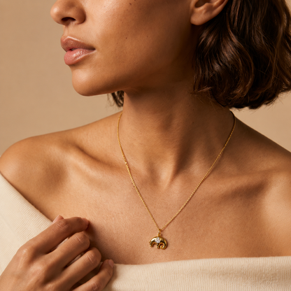 9K Gold Lucky Elephant Diamond Pendant