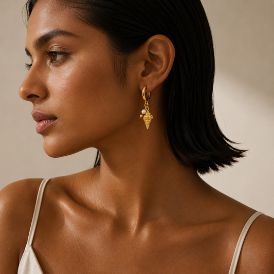 Demi Fine Pearl Shell Drop Hoop Earrings