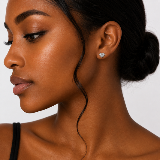 Silver Princess Heart Earrings