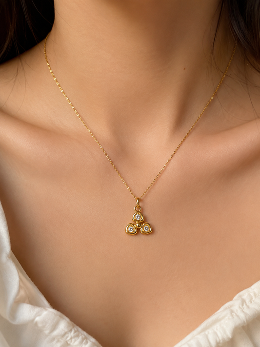 9K Gold Triple Spark Floral Pendant