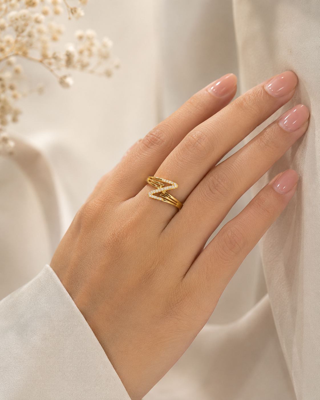9K Gold Geometric Diamond Ring (Size- 11)