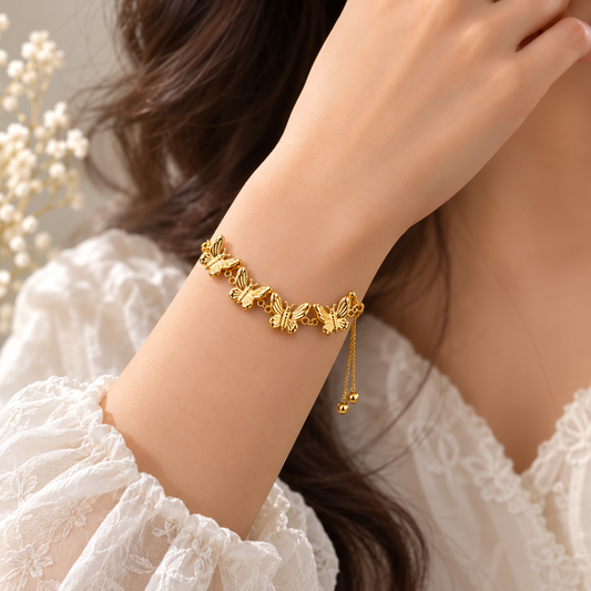 Demi Fine Golden Butterfly Slider Bracelet