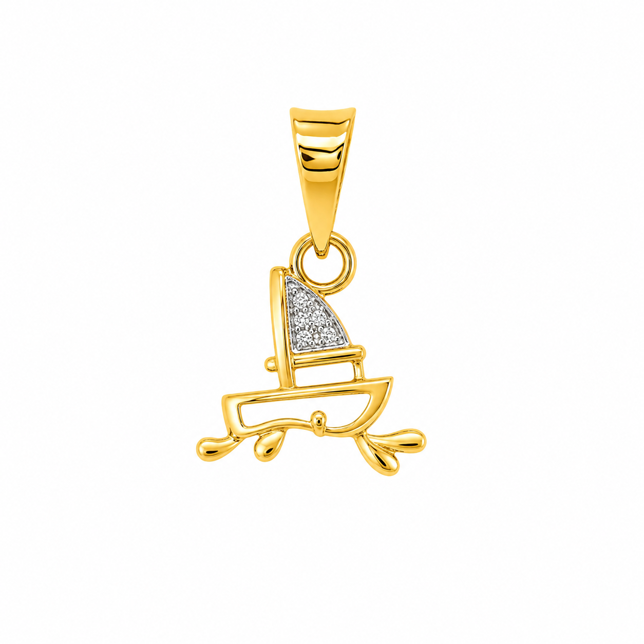9K Gold Diamond Sailboat Pendant