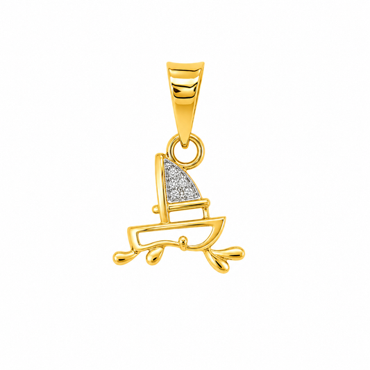 9K Gold Diamond Sailboat Pendant