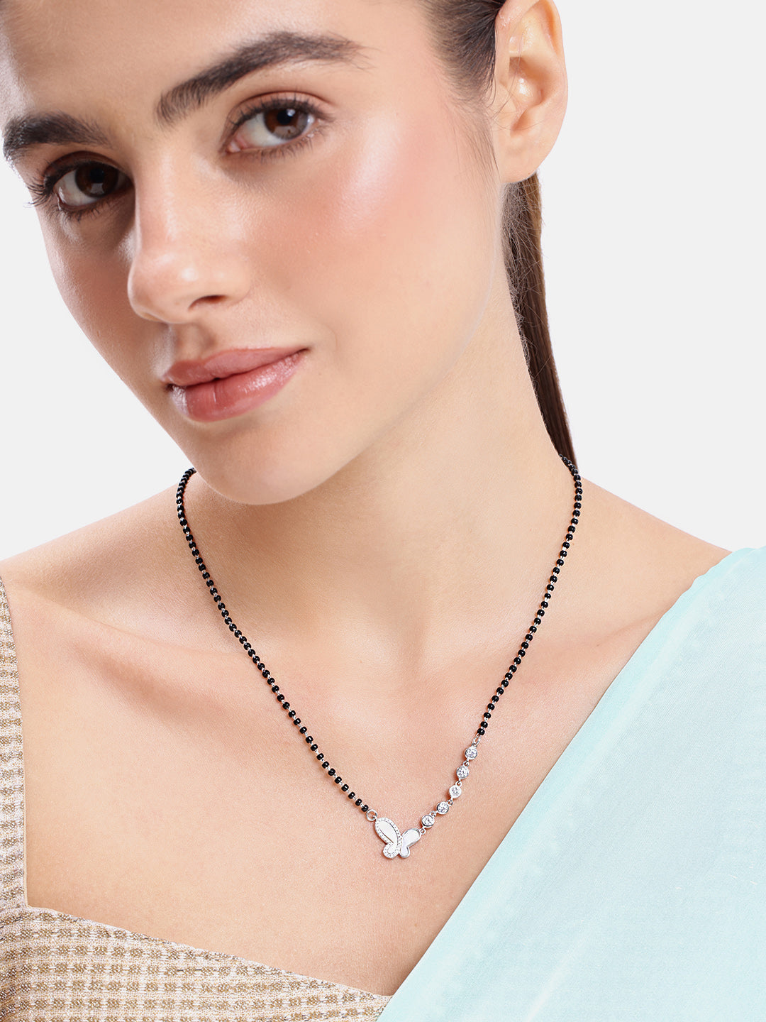 925 Silver Butterfly Pendant Mangalsutra