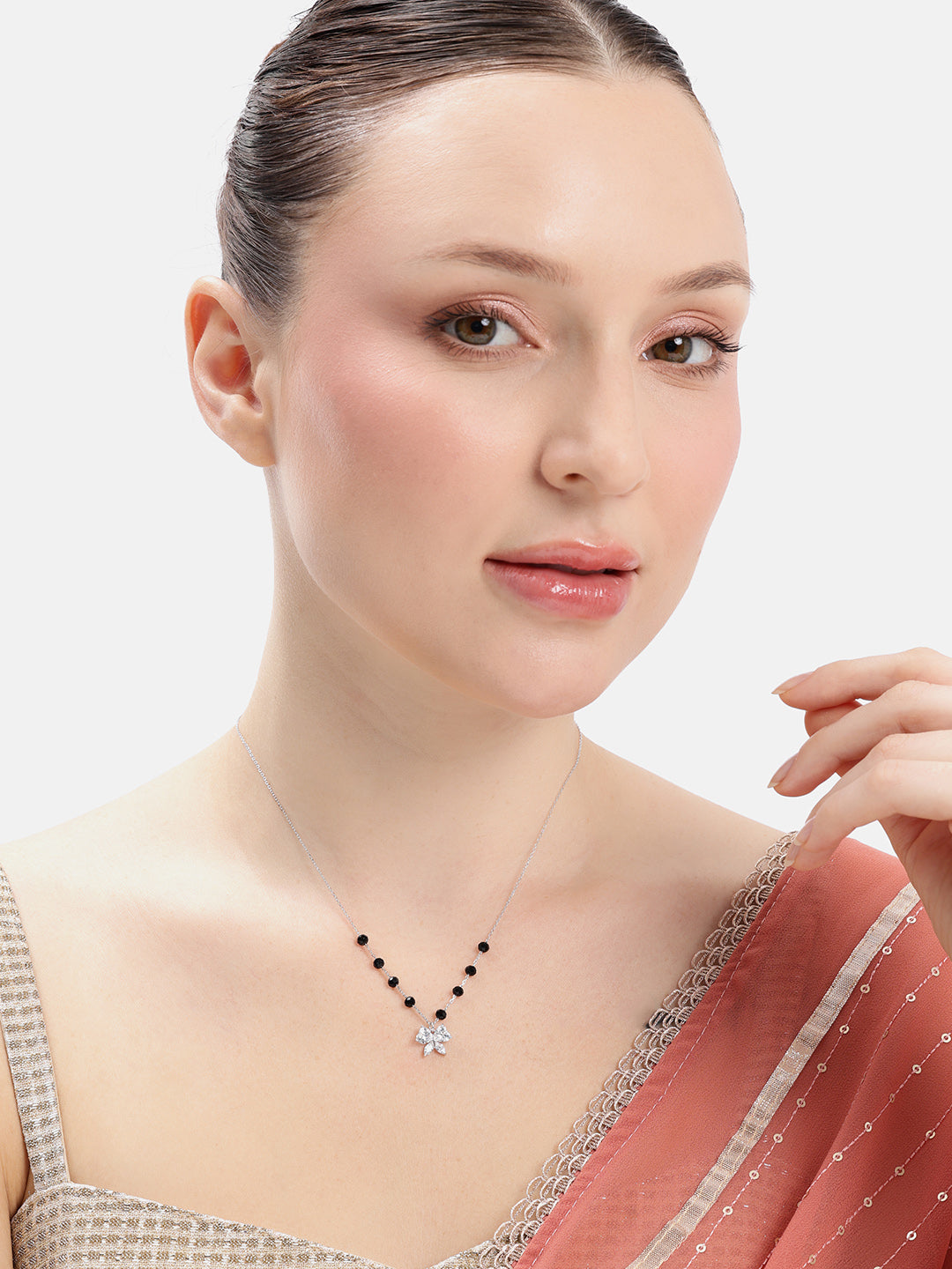 925 sterling silver mangalsutra with black beaded chain