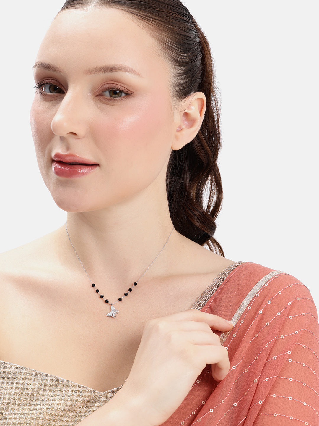 925 sterling silver mangalsutra with black beaded chain