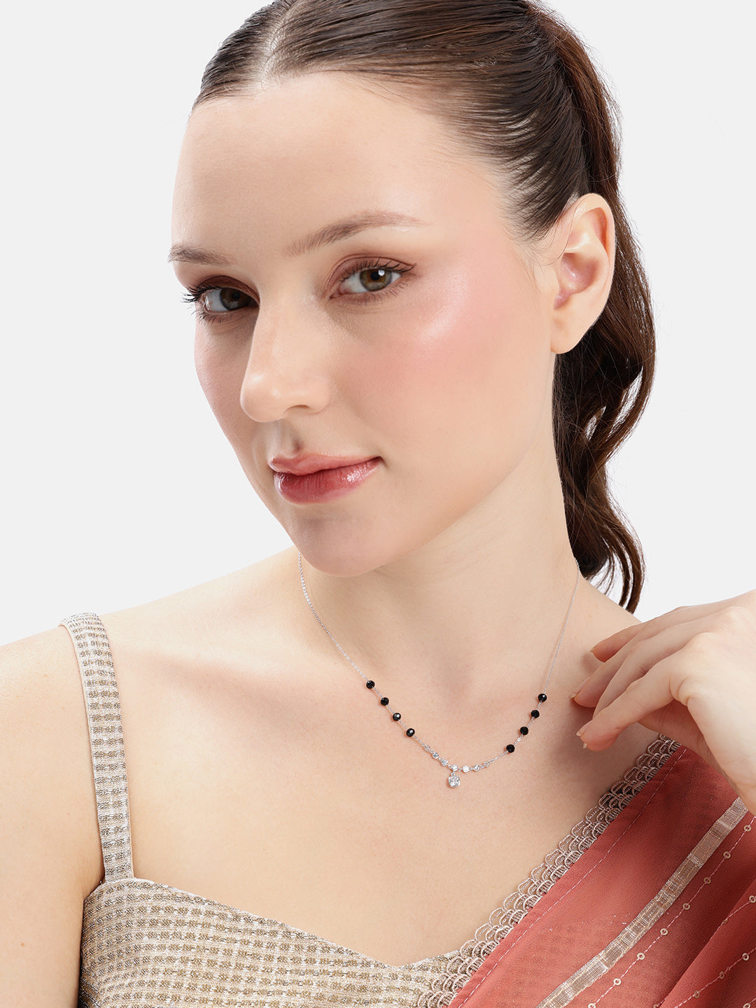 925 sterling silver mangalsutra with black beaded chain