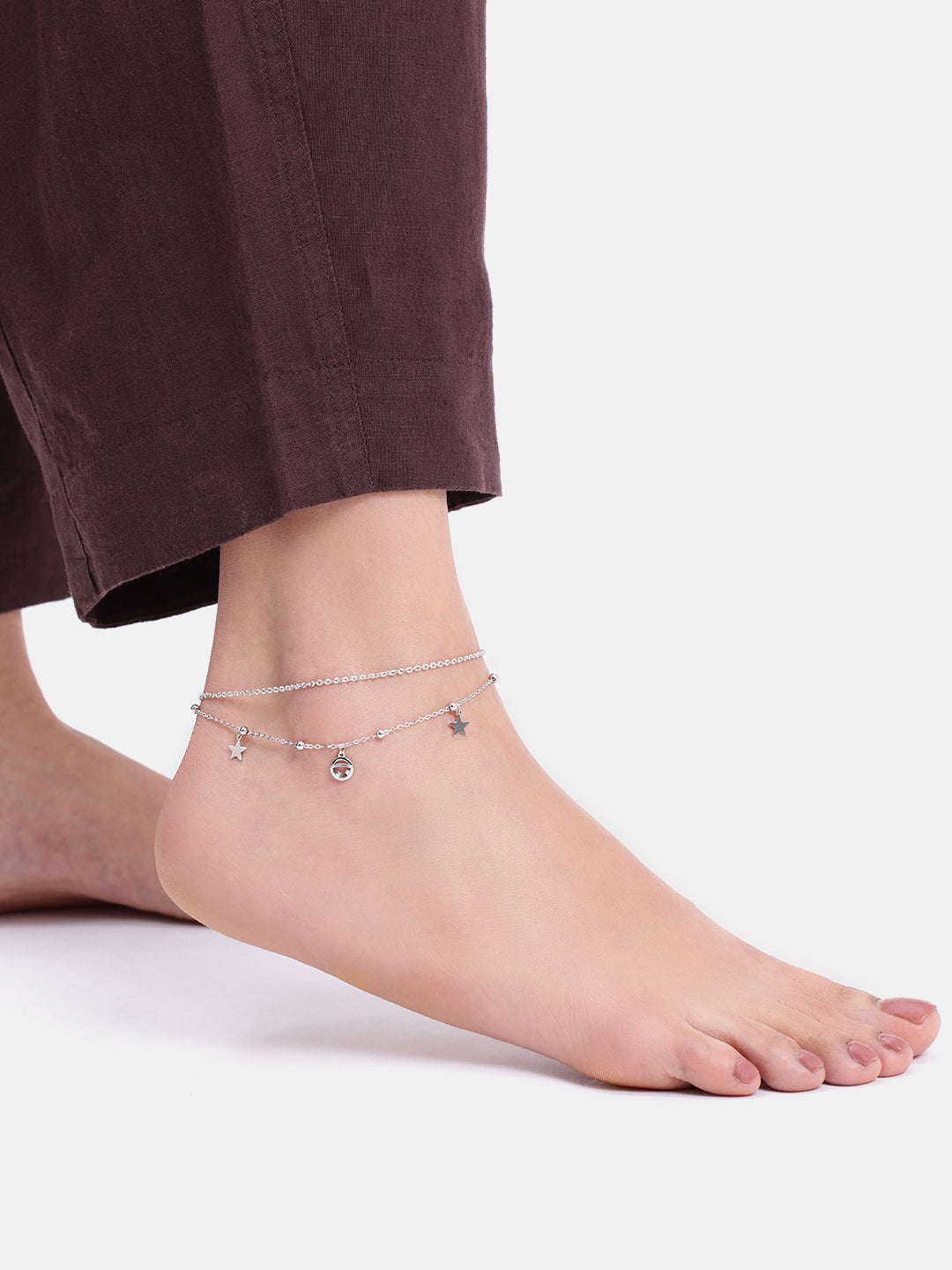 925 Silver Luna Starfall Layered Adjustable Anklet