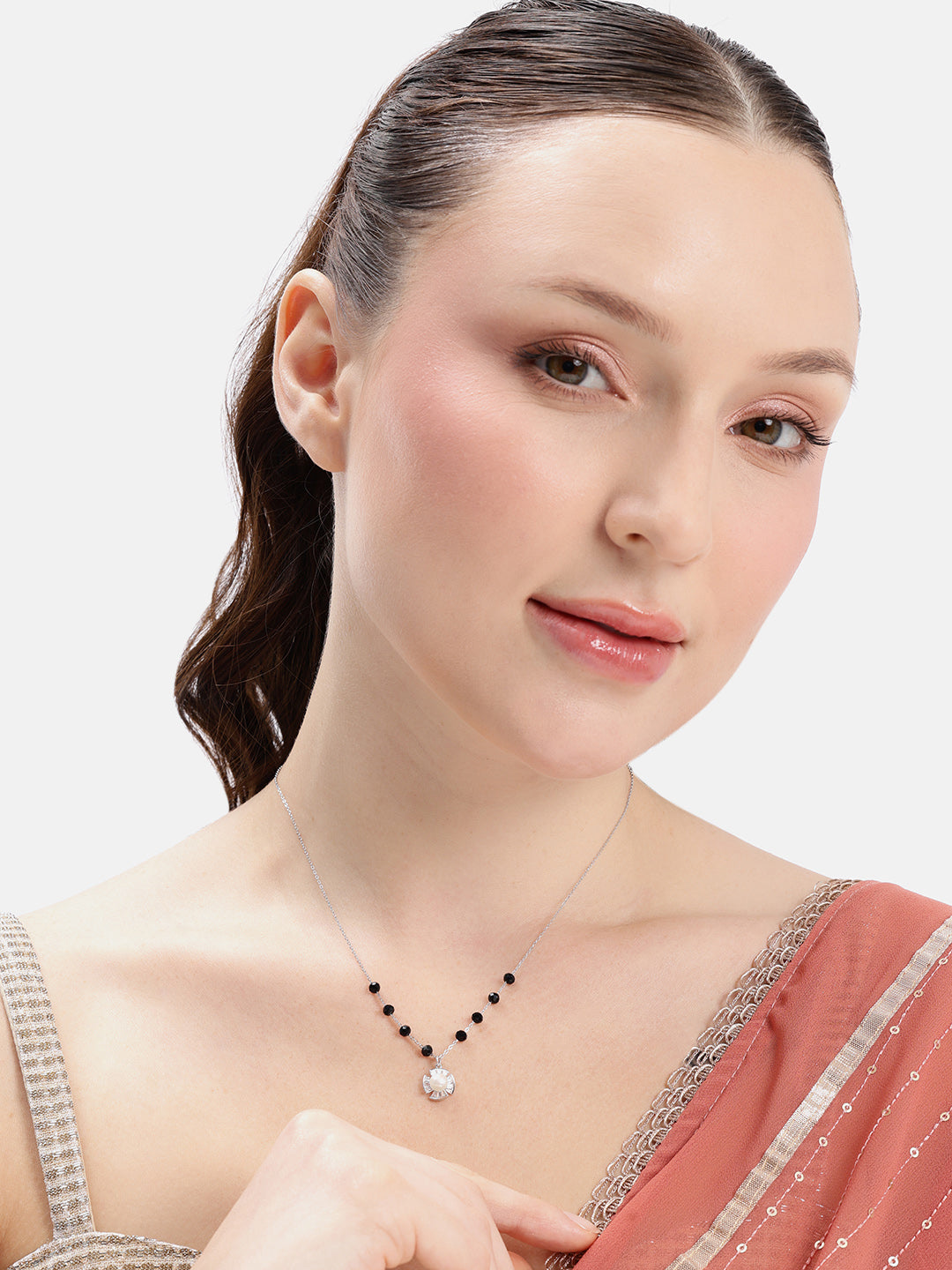 925 sterling silver mangalsutra with black beaded chain