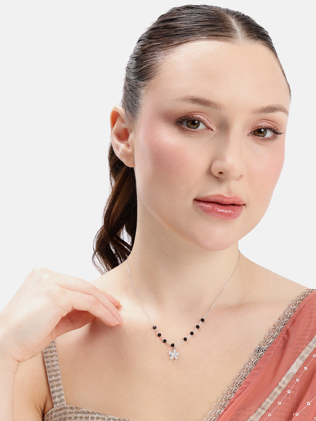 925 sterling silver mangalsutra with black beaded chain