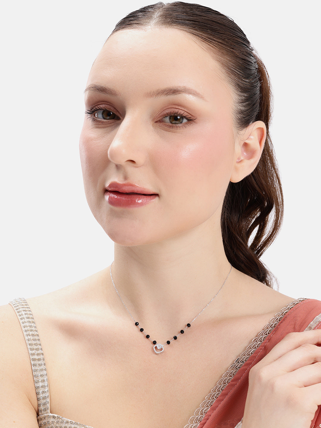 925 sterling silver mangalsutra with black beaded chain