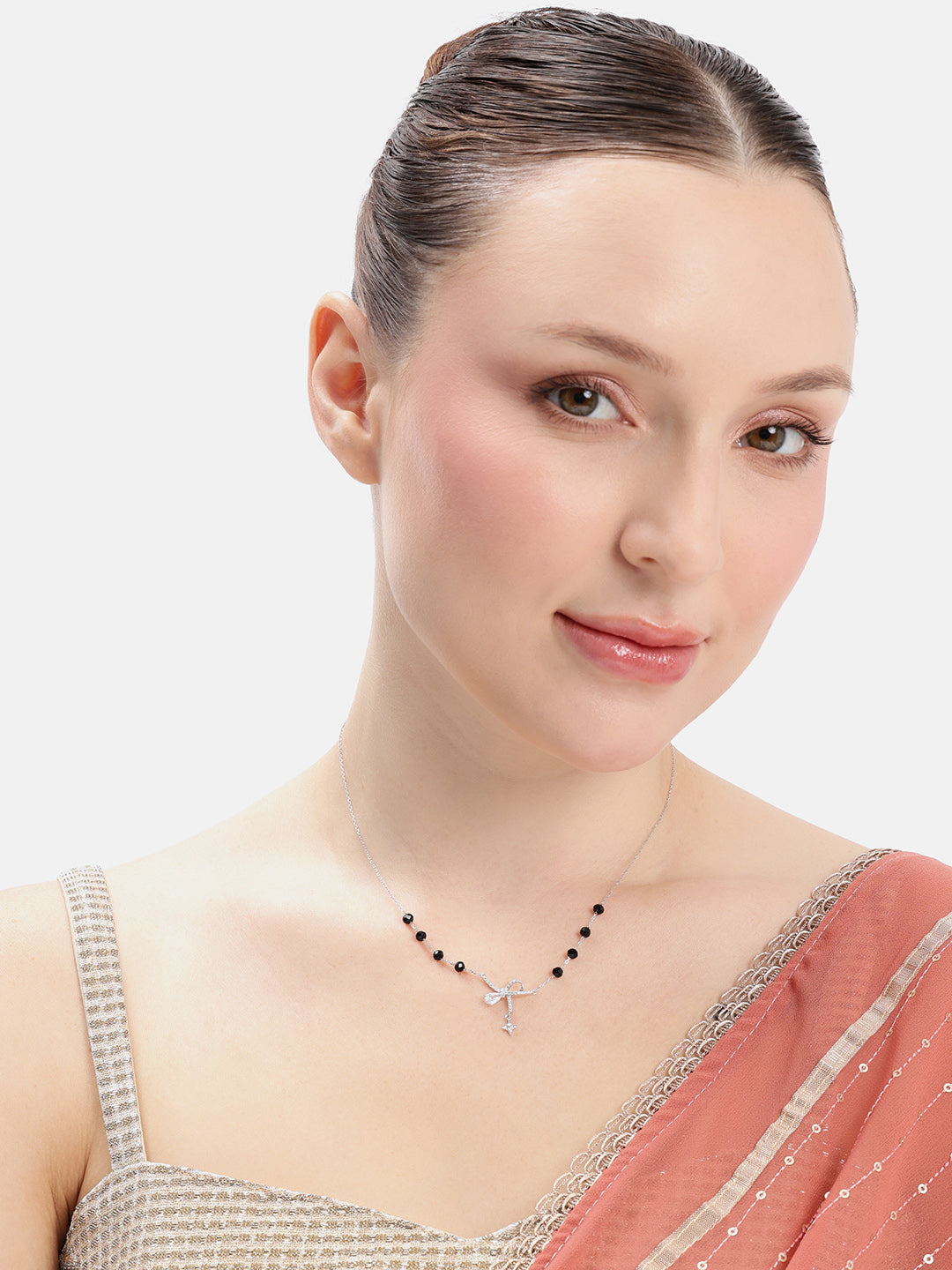 925 sterling silver mangalsutra with black beaded chain