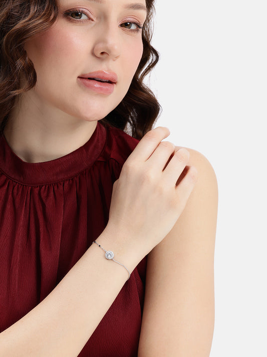 925 sterling silver mangalsutra bracelet with black beaded chain