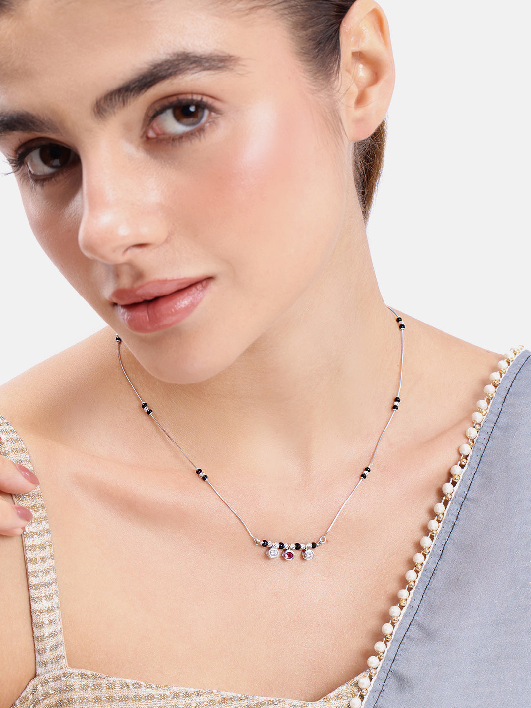 925 Silver Triple Charm Love MangalSutra