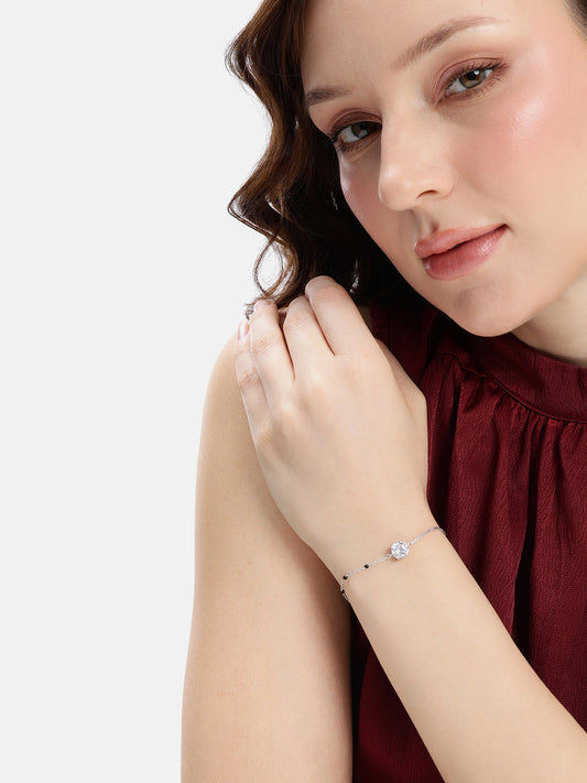 925 sterling silver mangalsutra bracelet with black beaded chain