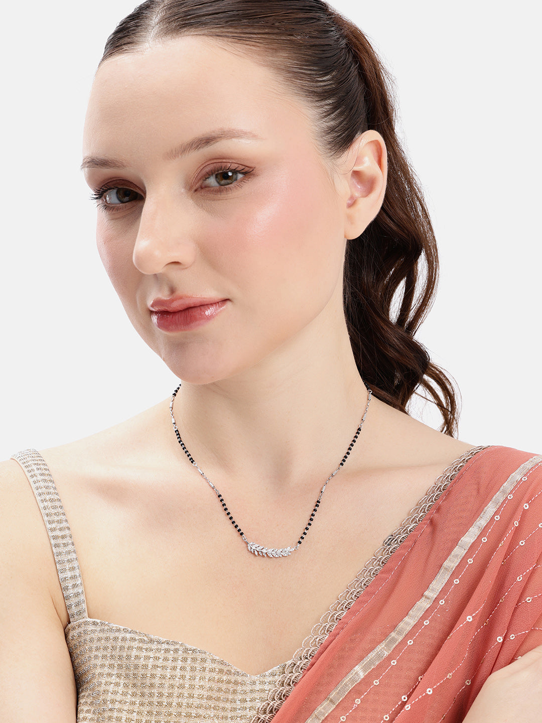 925 sterling silver mangalsutra with black beaded chain