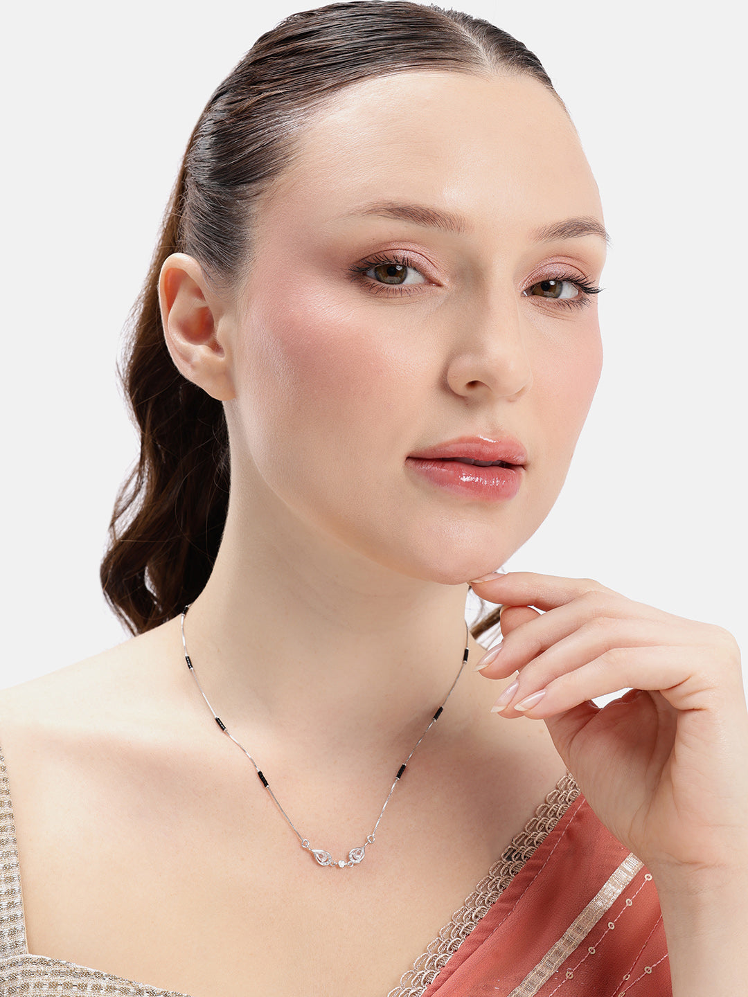 925 sterling silver mangalsutra with black beaded chain