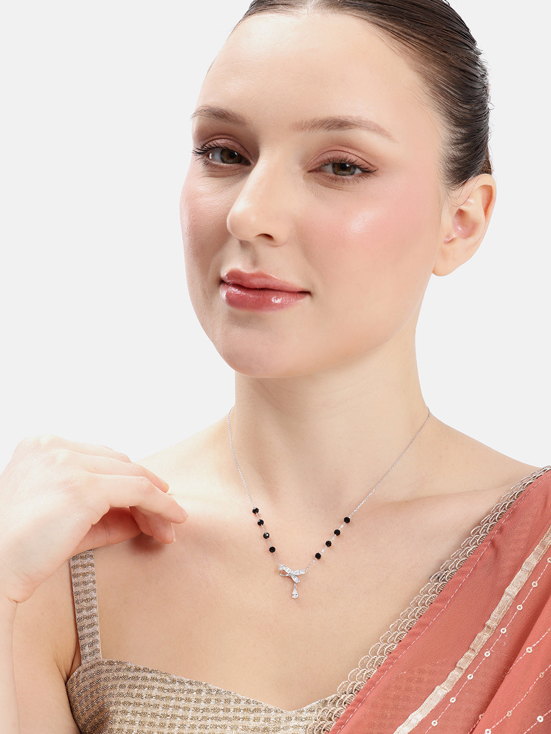 925 sterling silver mangalsutra with black beaded chain