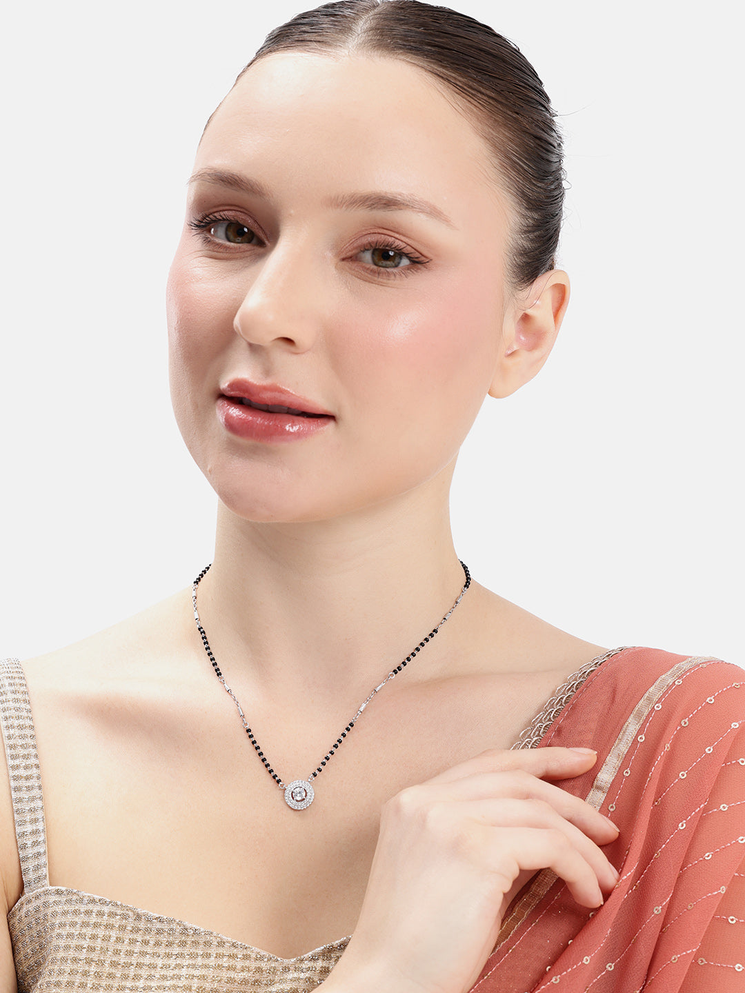 925 sterling silver mangalsutra with black beaded chain