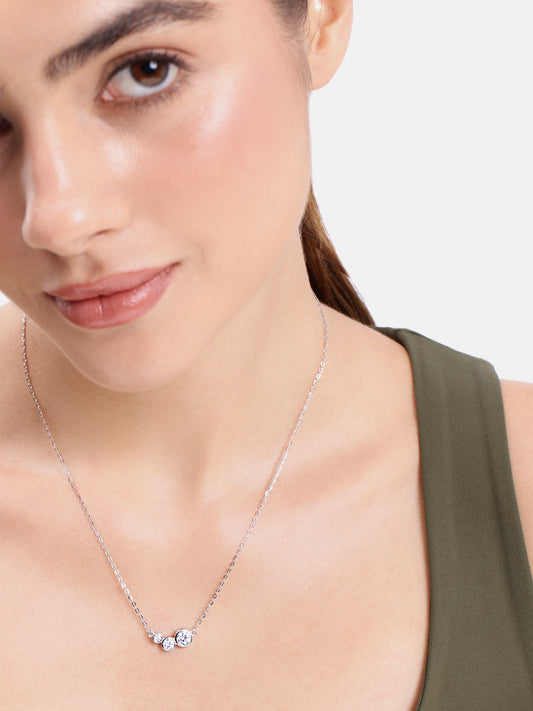 925 Silver Three-Stone Necklace