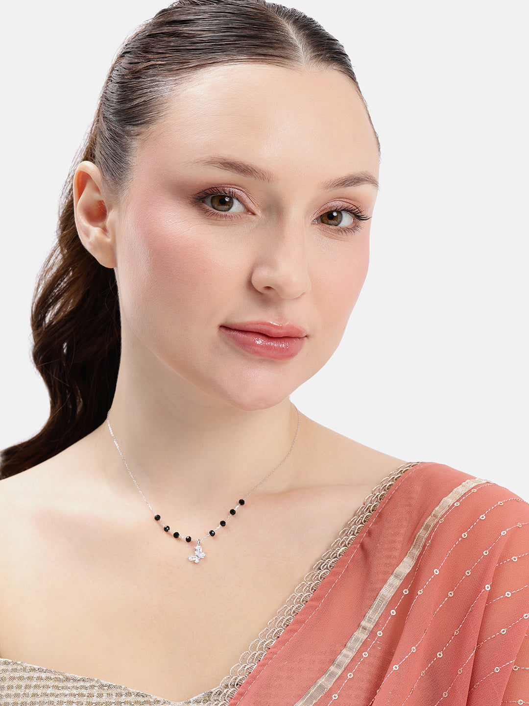 925 sterling silver mangalsutra with black beaded chain