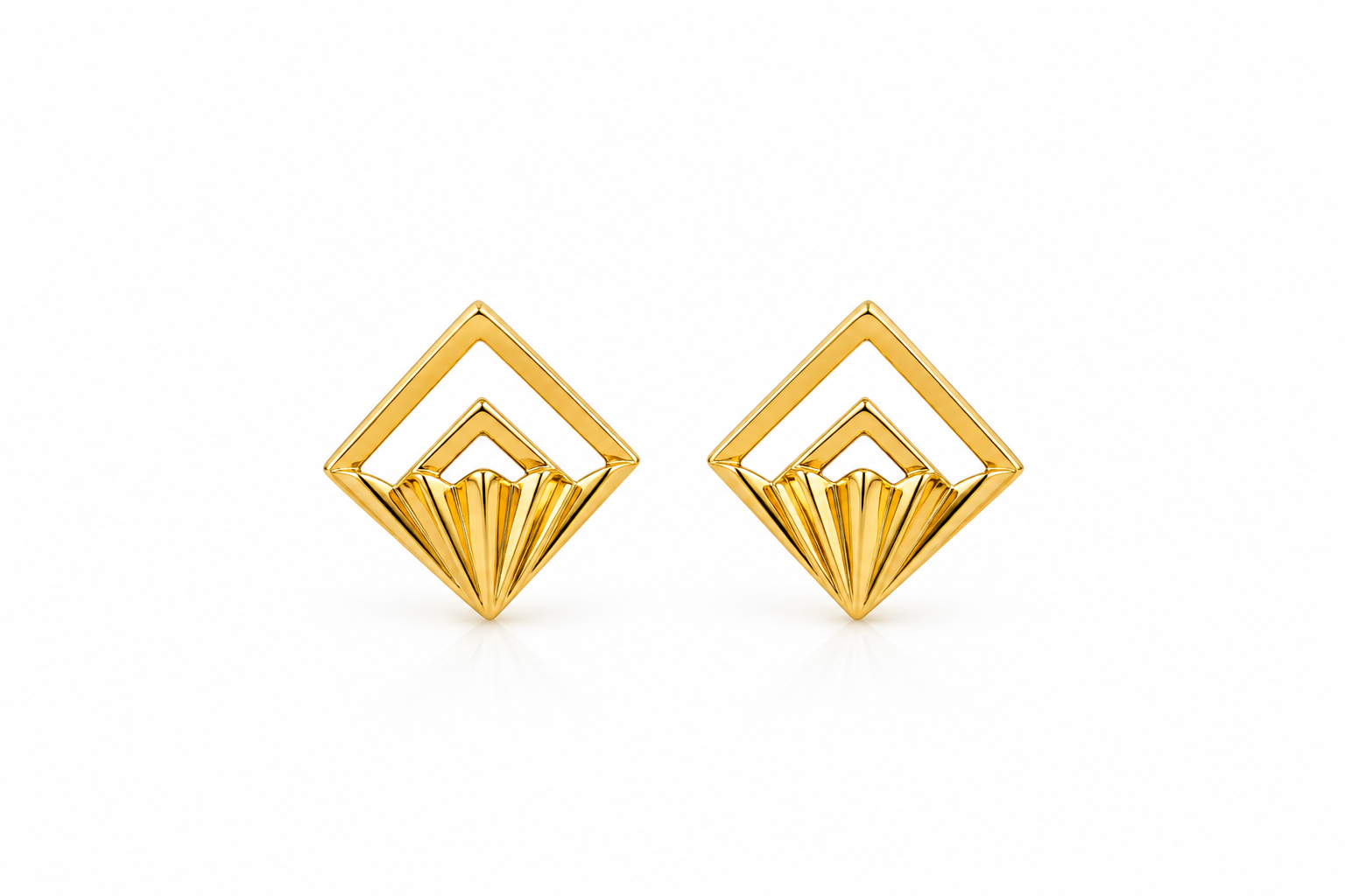9K Gold Geometric Stud Earrings