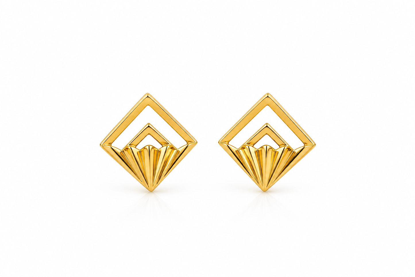 9K Gold Geometric Stud Earrings
